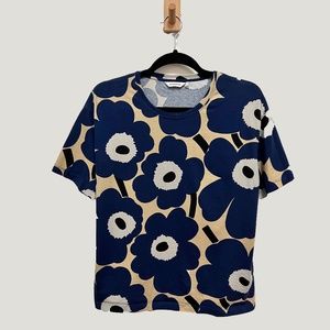 Marimekko Blue Flower Boxy Tee S